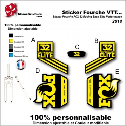 Sticker Fourche VTT FOX 32 Racing Shox Elite Performance 2018 Fourche Noir