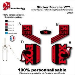 Sticker Fourche VTT FOX 34 Racing Shox Elite Performance 2018 Fourche Noir