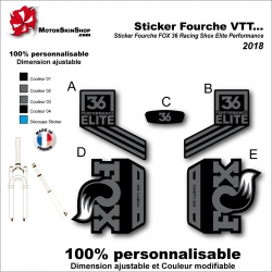 Sticker Fourche VTT FOX 36 Racing Shox Elite Performance 2018 Fourche Noir