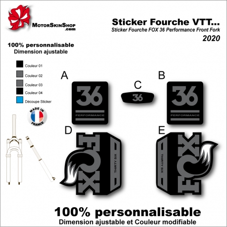 Sticker Fourche VTT FOX 36 Performance Front Fork 2020 Fourche Noir