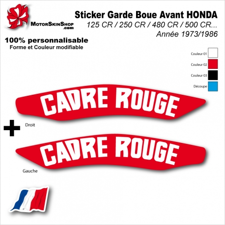 Sticker Garde Boue Avant HONDA 125 CR / 250 CR / 480 CR / 500 CR Année 1973/1986