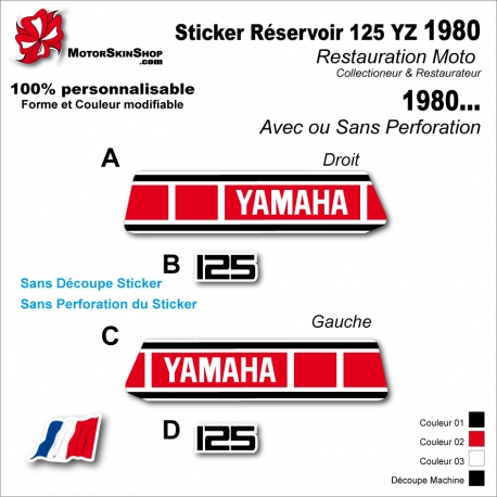 Sticker Réservoir 125 YZ 1980 Vintage