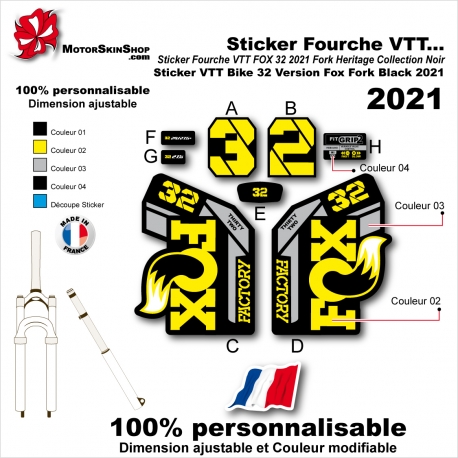 Sticker Fourche VTT FOX 32 2021 Fork Heritage Collection Noir