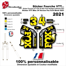 Sticker Fourche VTT FOX 34 2021 Fork Heritage Collection Noir