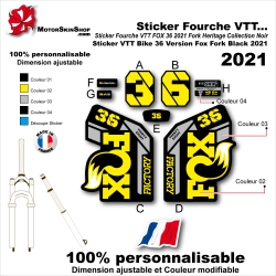 Sticker Fourche VTT FOX 36 2021 Fork Heritage Collection Noir