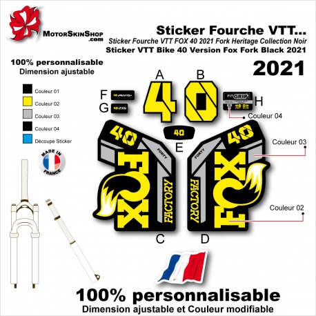 Sticker Fourche VTT FOX 40 2021 Fork Heritage Collection Noir