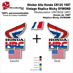 Sticker Aile Honda CR125 1987 Vintage Réplica Micky DYMOND Restauration VINTAGE HRC