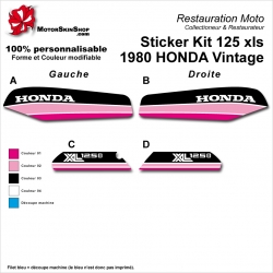 Sticker Kit 125 xls 1980 HONDA Vintage Noir Rose Rose