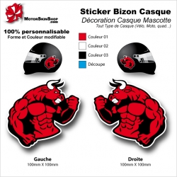 Sticker Bizon Casque Mascotte