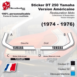 Sticker DT 250 Yamaha 1974 - 1975 - 1976 Moto Version USA Américaine modèle designation 512