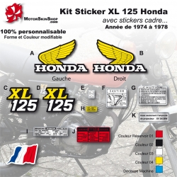 Kit Sticker XL 125 Honda autocollant cadre 1974 - 1978