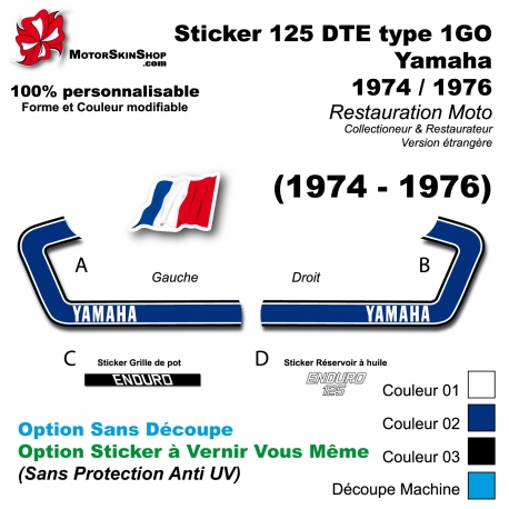 Sticker 125 DTE type 1GO 1974 - 1975 - 1976 Yamaha