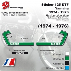 Sticker 125 DTF 1974 - 1976 Yamaha 1974 1975 1976 kit complet 4 autocallants