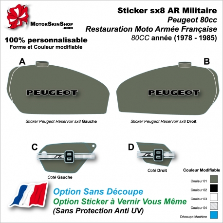 Sticker sx8 AR Militaire 80cc Restauration Moto Collectionneur