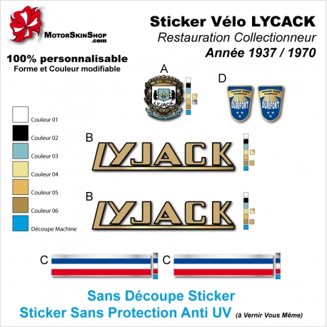 Sticker Cadre Lyjack Restauration 1937 á 1970 Vélo français