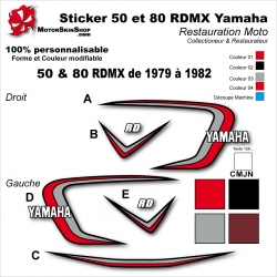 Sticker 50 et 80 RDMX Moto Yamaha 1979 à 1982