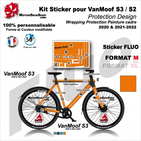 Kit Sticker Décoration VanMoof S3 / S2 Protection Design Wrapping Protection Peinture cadre 2020 et 2021-2022