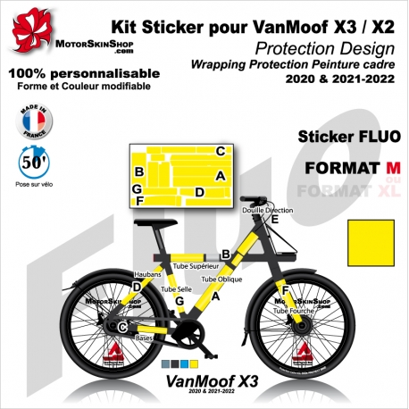 Kit Sticker Décoration VanMoof S3 / S2 Protection Design Wrapping Protection Peinture cadre 2020 et 2021-2022