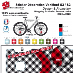 Kit Sticker Décoration VanMoof S3 / S2 Wrapping Tissus Vichy Protection Peinture cadre 2020 à 2022