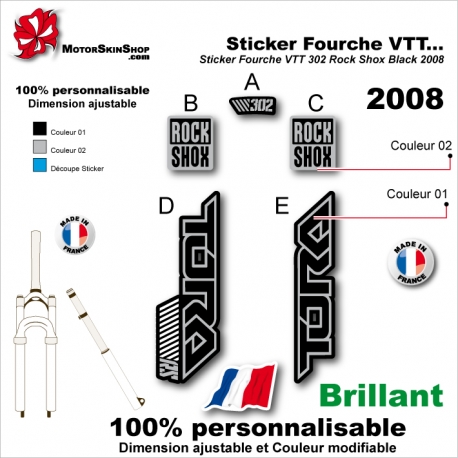 Sticker Fourche VTT TORA 302 Rock Shox Black 2008