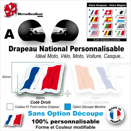 Sticker Drapeau National France pour Casque Décoration