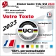 Sticker Cadre Vélo UCI APPROVED 2023 Texte modifiable