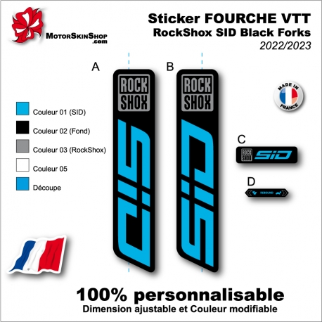 Sticker FOURCHE VTT RockShox SID Black Forks 2022 2023