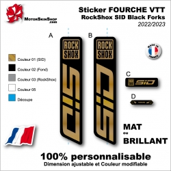 Sticker FOURCHE VTT RockShox SID Black Forks 2022 2023