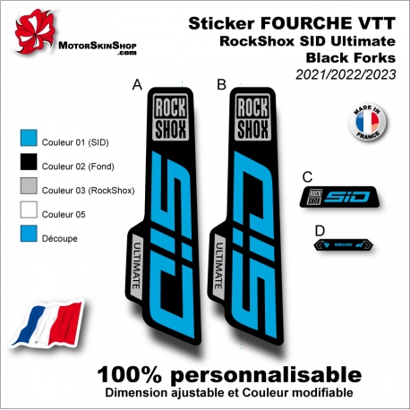 Sticker FOURCHE VTT RockShox SID Ultimate Black Forks 2021 2022 2023