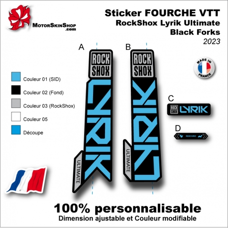 Sticker FOURCHE VTT RockShox Lyrik Ultimate Black Forks 2023