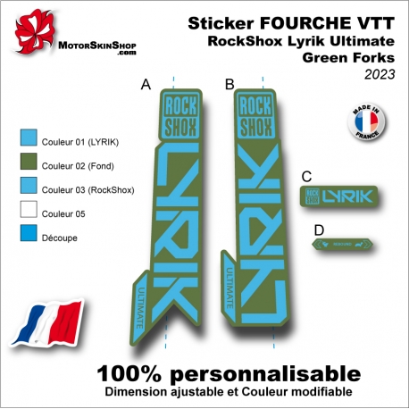 Sticker FOURCHE VTT RockShox Lyrik Ultimate Green Forks 2023