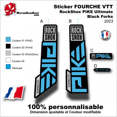 Sticker FOURCHE VTT RockShox PYKE Ultimate Black Forks 2023