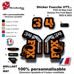 Sticker Fourche VTT FOX 34 Step Cast Version Fox Fork Black 2022 & 2023