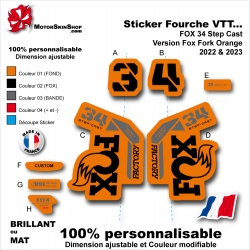 Sticker Fourche VTT FOX 34 Step Cast Version Fox Fork Orange 2022 2023