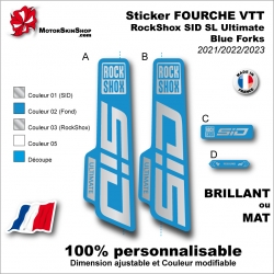 Sticker FOURCHE VTT RockShox SID SL Ultimate Blue Forks 2021 2022 2023