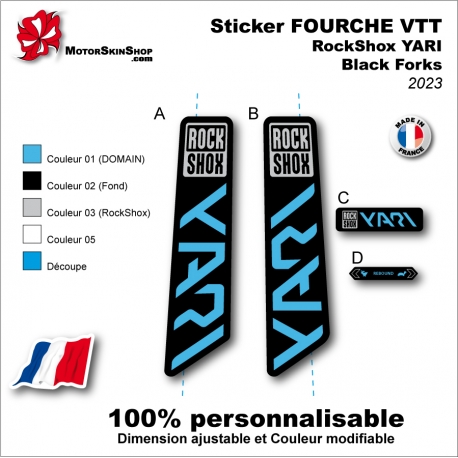 Sticker FOURCHE VTT RockShox YARI Black Forks 2023