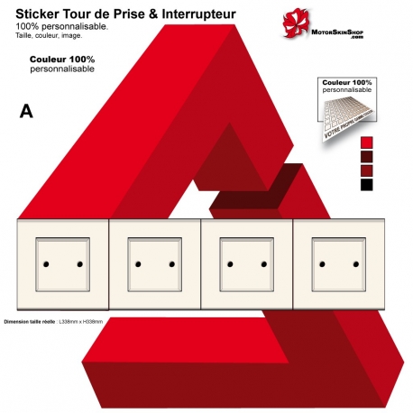 Sticker tour de prise ilot plan travail cuisine interrupteur universel