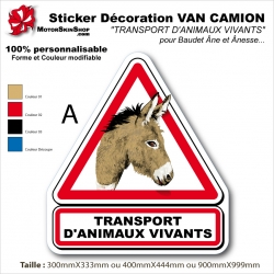 Sticker "TRANSPORT D'ANIMAUX VIVANTS" Baudet Ane Anon et Anesse VAN et Camion
