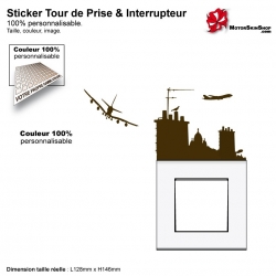 Sticker tour de prise toit de Paris interrupteur