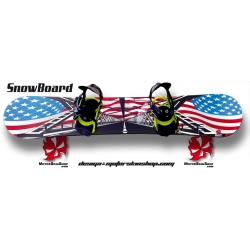 Sticker SnowBoard Drapeau Américain personnalisable
