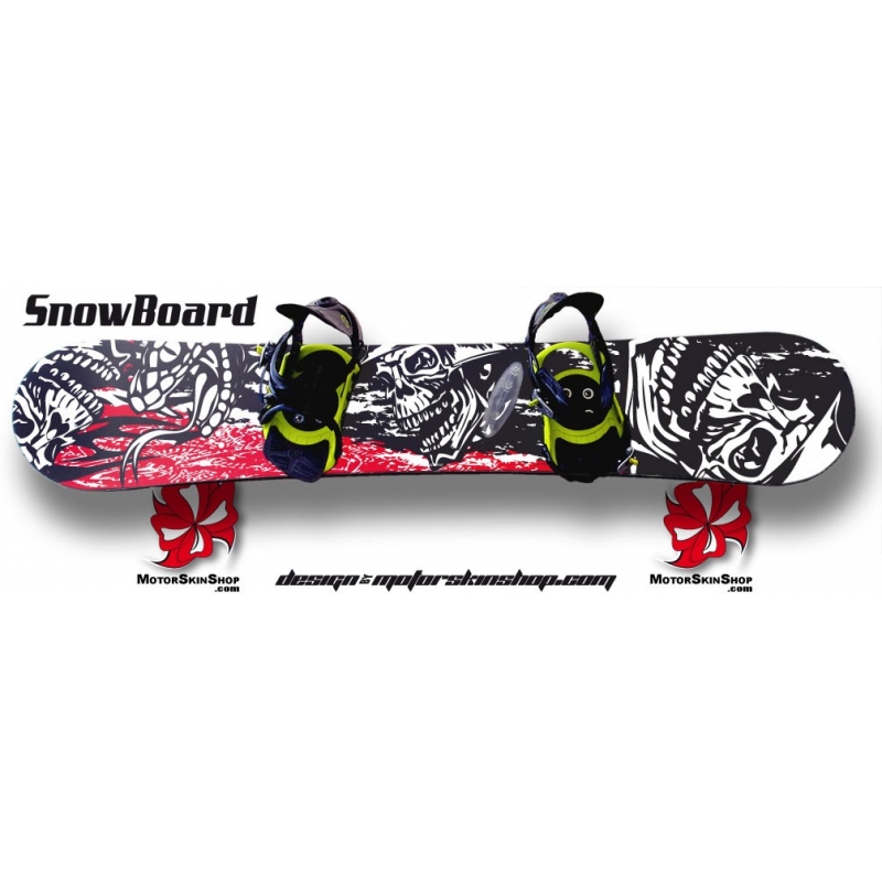sticker snowboard tete de mort personnalisable