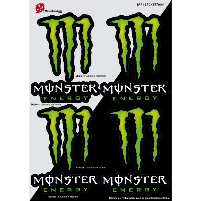 sticker autocollant monster energy planche