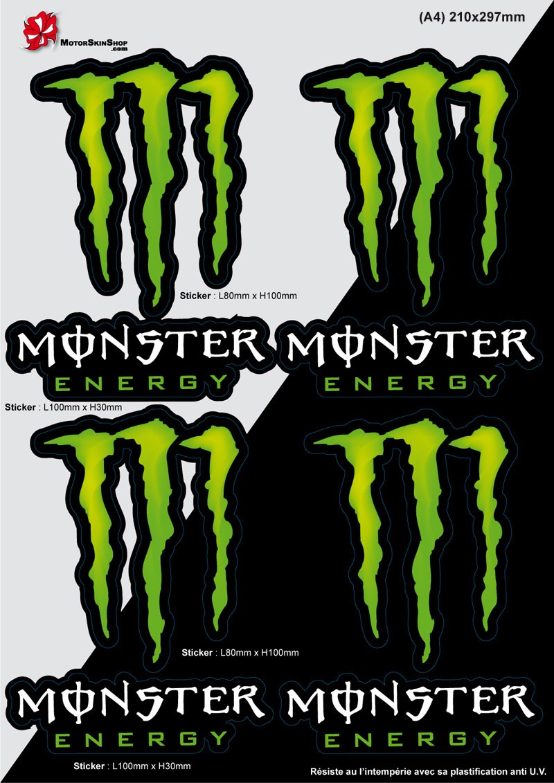 Planche d'autocollants Monster Energy