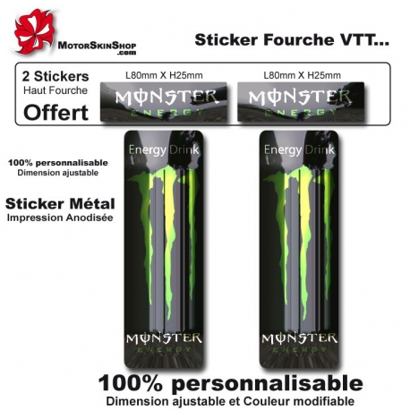 Sticker fourche vélo VTT Métal Monster Energy