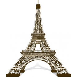 Sticker Tour Eiffel 3D Vecteur au trait couleur