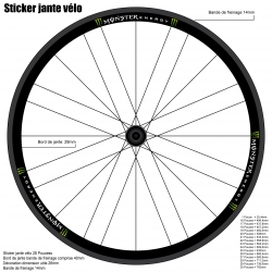 Sticker jante vélo Monster Energy personnalisable