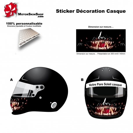 sticker casque machoire monstre mentonnière moto karting quad