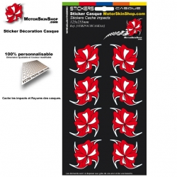 Planche Sticker casque Fleur Hibiscus Cache impact