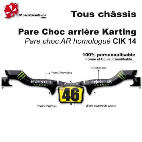 Kit Déco Pare choc arrière Karting CIK14 Monster Energy