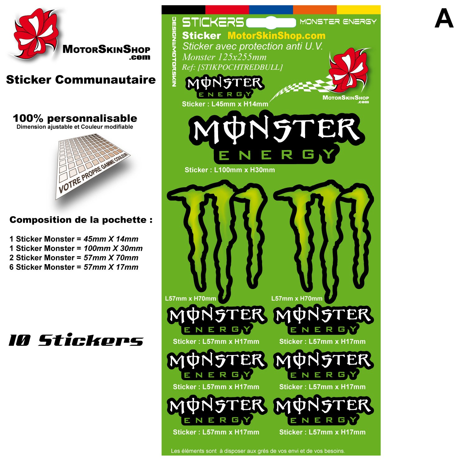 Pochette Monster Energy Sticker Autocollant décoration